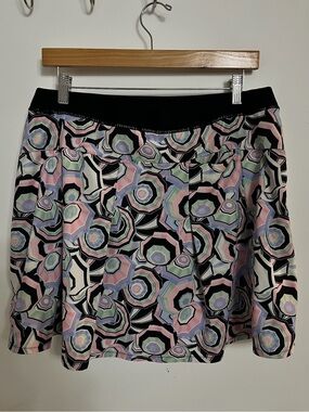 Geometric Circle Print Golf Skirt in Pastel Multi